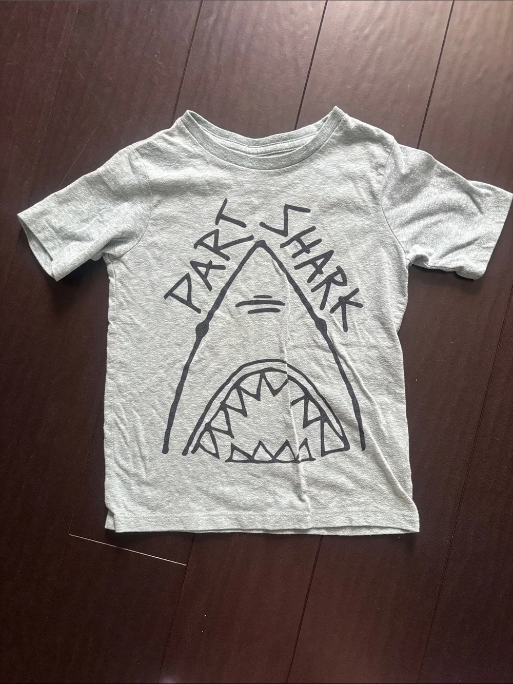 The Children's Place Light Gray Tee with Navy 'Part Shark' Graphic